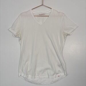 Orlebar Brown Shirt Mens Medium White Cotton V Neck Short Sleeve Tee Top